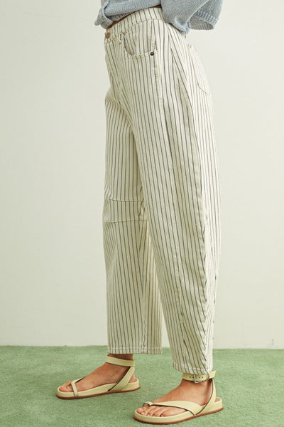 Pinstripe Barrel Jeans