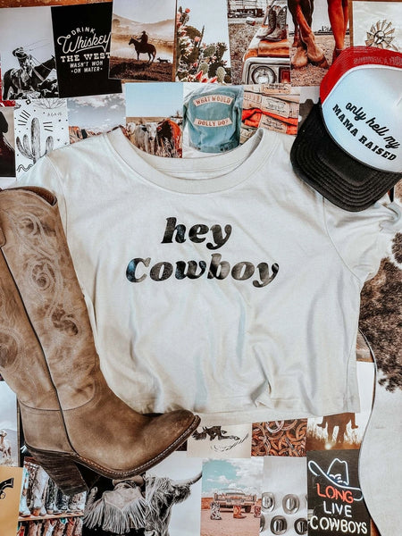 Hey Cowboy Cropped Tee
