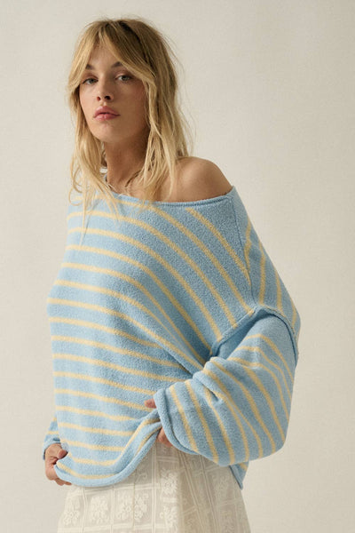 Striped Textured Knit Oversized Sweater