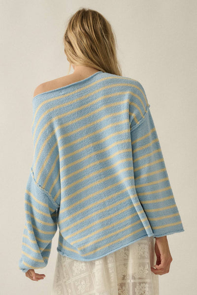 Striped Textured Knit Oversized Sweater
