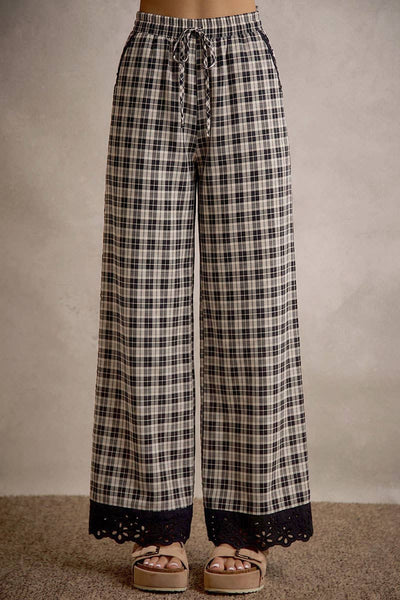 Plaid Check Lace Pants