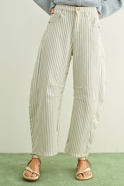 Pinstripe Barrel Jeans