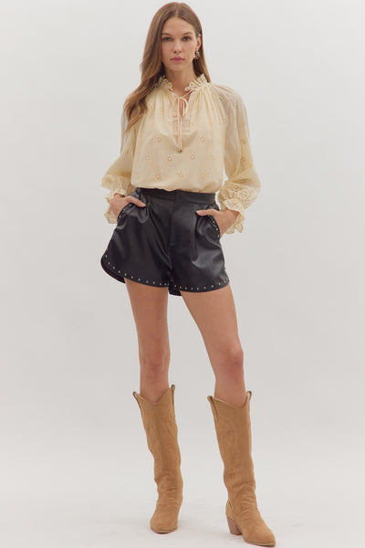 Studded Leather Shorts