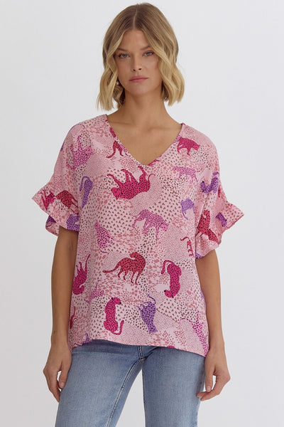 Pop of Pink Leopard Top