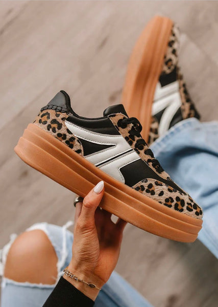 Platform Leopard Stripe Sneakers