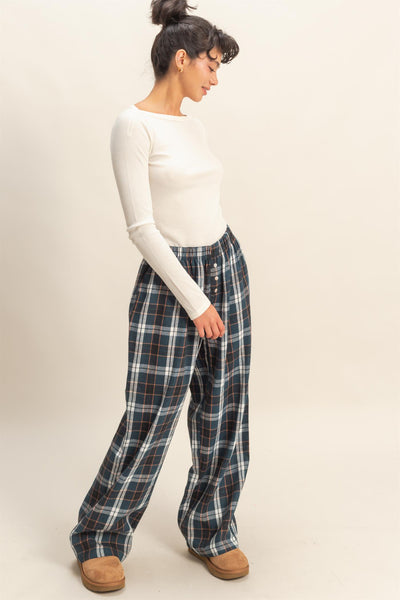 Navy Plaid Pants