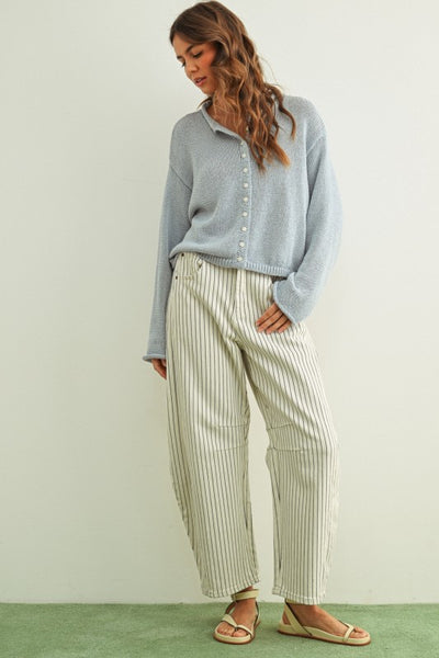 Pinstripe Barrel Jeans
