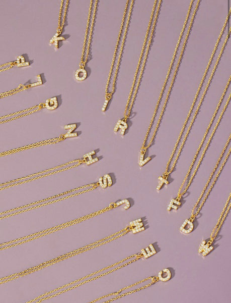 Love Letter Rhinestone Initial Necklace
