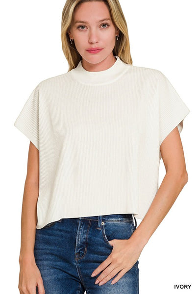 Mock Neck Boxy Top