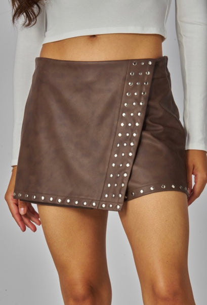 Leather Studded Skort