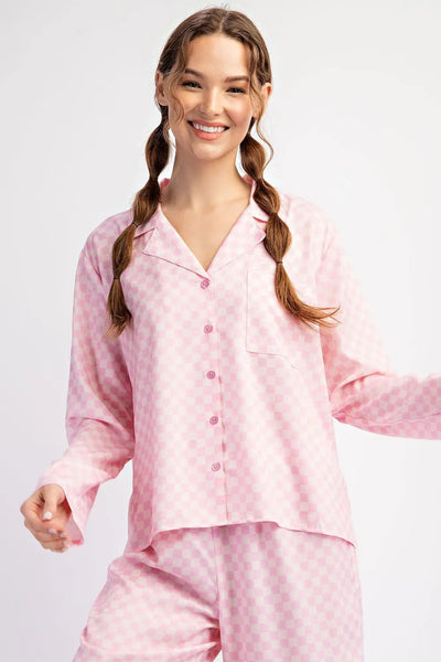 Pink Check Pajama Set