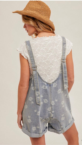 Floral Denim Romper