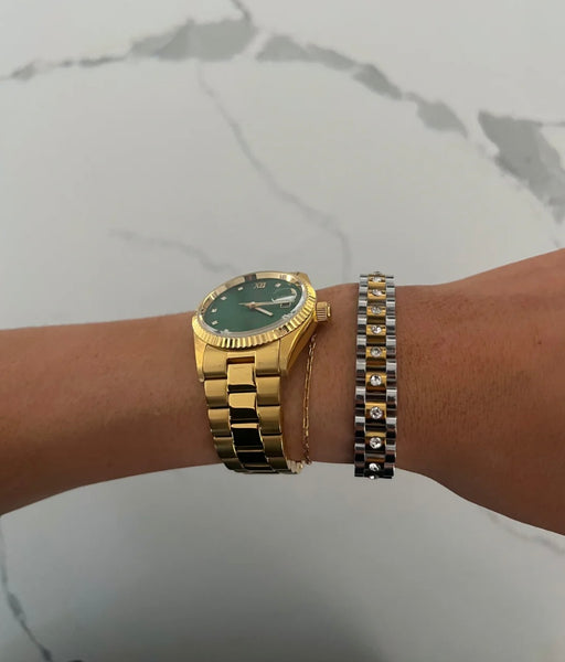 Diamond Two Toned Watch Bracelet
