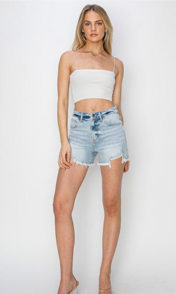 Light Wash Distressed Days Shorts