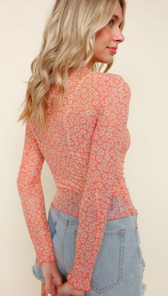 Pop of Spring Floral Mesh Top