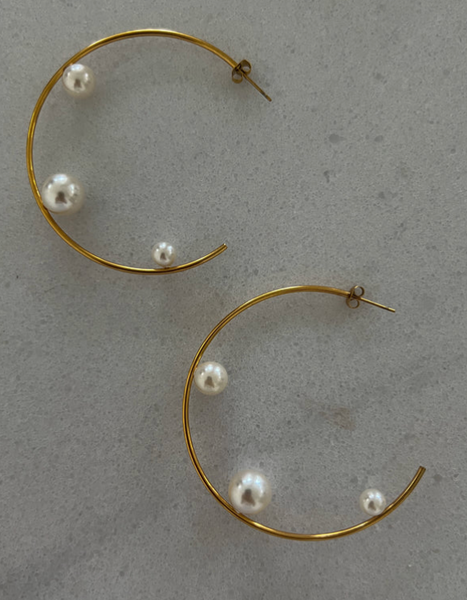 Large Pearl Hoops