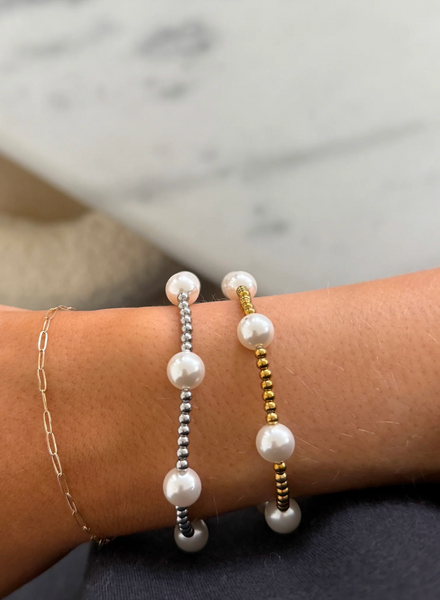Gold Pearl Beaded Bracelet