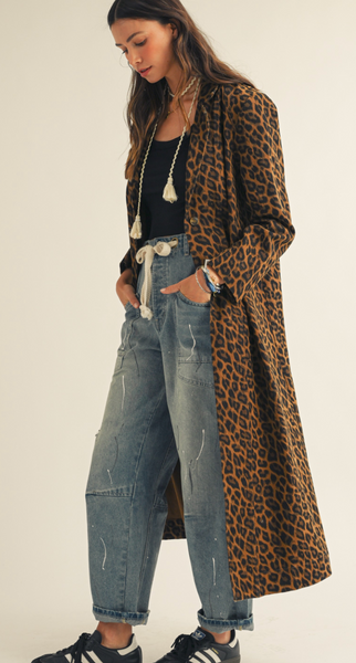 Leopard Denim Coat