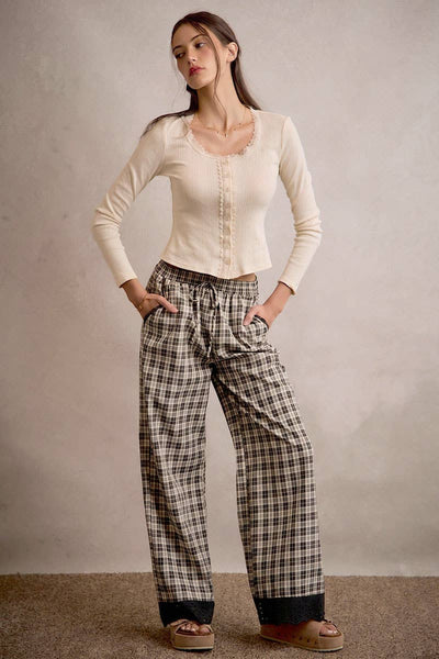 Plaid Check Lace Pants