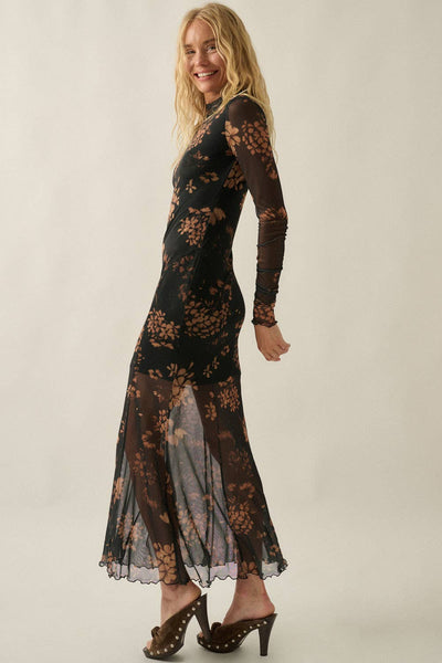 Floral Mesh Maxi Dress