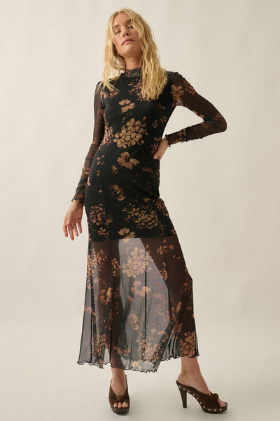 Floral Mesh Maxi Dress