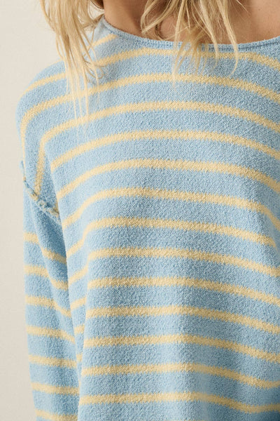Striped Textured Knit Oversized Sweater