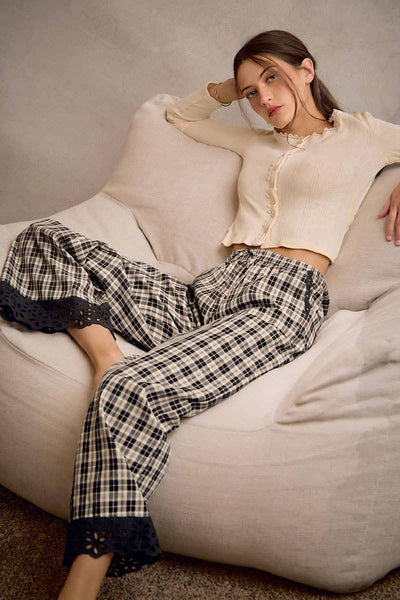 Plaid Check Lace Pants