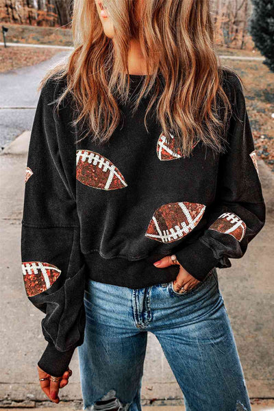 Sequin Football Sweatshirt