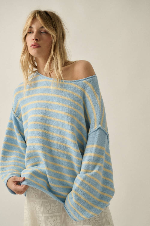 Striped Textured Knit Oversized Sweater