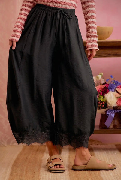 Crinkle Black Lace Pants