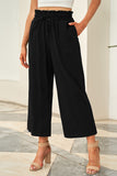 Drawstring Paperbag Waist Wide Leg Pants