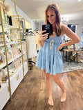 Denim Dreams Ruffled Romper