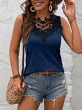 Lace Detail Heathered Tank