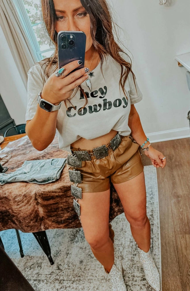 Hey Cowboy Cropped Tee