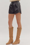 Studded Leather Shorts
