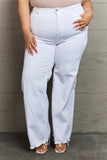 RISEN Raelene Full Size High Waist Wide Leg Jeans in White