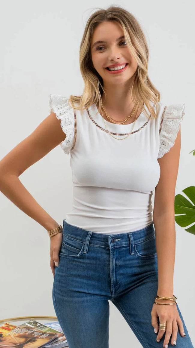 Eyelet Ruffle Top