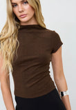 Heathered Mock Neck Top