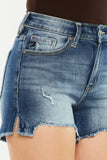 Kancan High Waist Raw Hem Denim Shorts