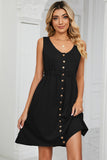 Buttoned Wide Strap Mini Dress