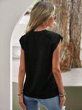 Textured Round Neck Cap Sleeve Blouse