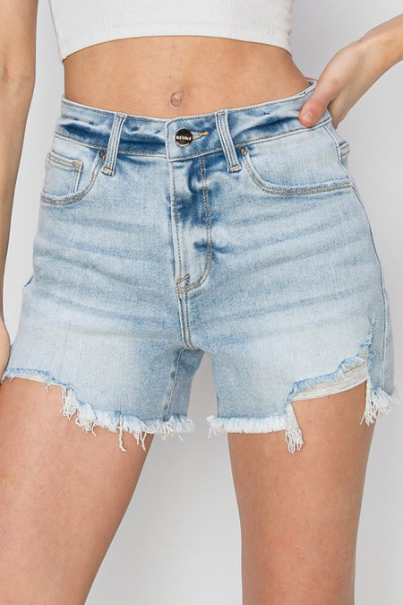 Paperbag Waist Denim Shorts with Pockets