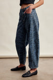 Denim Zebra Barrel Jeans