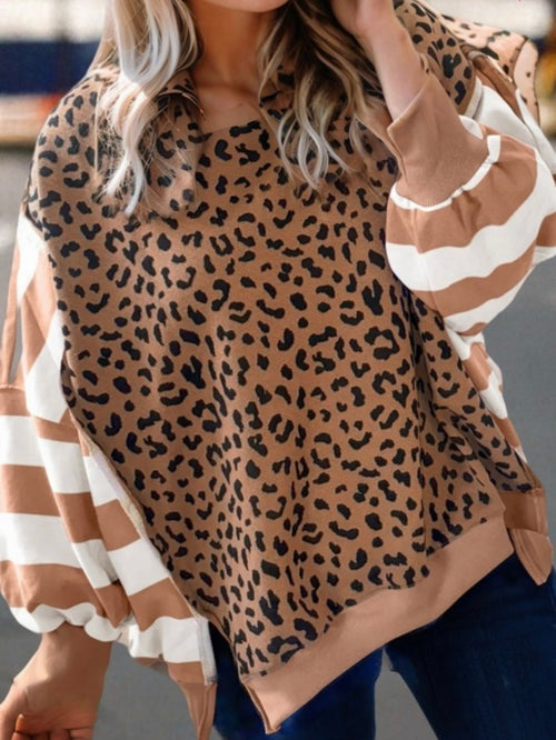 Colorblock Leopard Sweatshirt