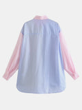 Pocketed Color Block Long Sleeve Shirt