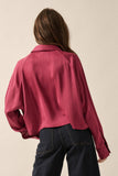 Satin-Stripe Pearl-Button Pocket Shirt