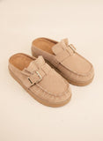 Pre Order: Suede Buckle Mule Platform Clog Ships 10-20