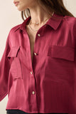 Satin-Stripe Pearl-Button Pocket Shirt