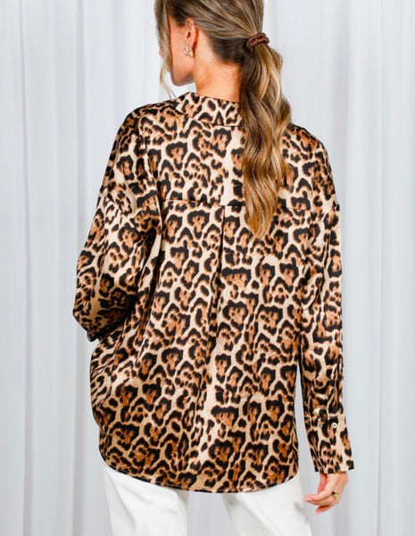 Leopard Satin Top