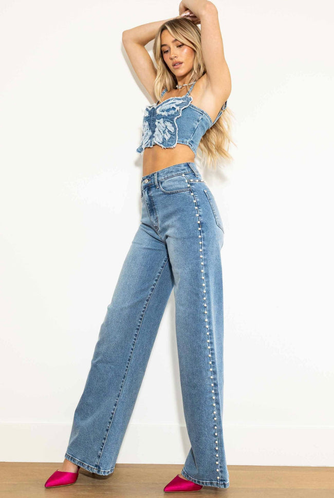 Flirty Pearl Wideleg Jeans